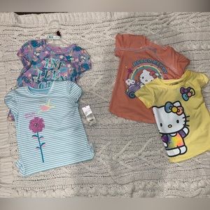 Lot of 2 2-pack girls design graphic and Hello Kitty! T-shirt ruffle, size 6